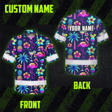 Hi Vis Hawaiian Shirt Reflective Tapes Neon Drink Tropical Cocktail Beer Print Custom Name Safety Workwear For Workers, Truckers, Operators