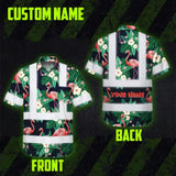 Hi Vis Hawaiian Shirt Reflective Tapes Neon Pink Flowers 2 Custom Name