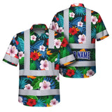 Hi Vis Hawaiian Shirt Reflective Tapes Neon Pink Flowers Custom Name