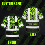 Hi Vis Hawaiian Shirt Reflective Tapes Octopus Hawaiian Polynesian Tribal Custom Name
