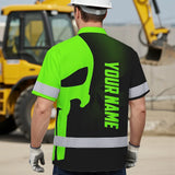 Hi Vis Hawaiian Shirt Reflective Tapes Operator Skull With Shadow Forklift Custom