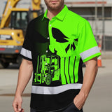 Hi Vis Hawaiian Shirt Reflective Tapes Operator Skull With Shadow Forklift Custom
