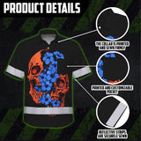 Hi Vis Hawaiian Shirt Reflective Tapes Orange Blue Neon Skull Custom Name Safety Workwear For Workers, Truckers, Operators