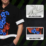 Hi Vis Hawaiian Shirt Reflective Tapes Orange Blue Neon Skull Custom Name Safety Workwear For Workers, Truckers, Operators
