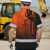Hi Vis Hawaiian Shirt Reflective Tapes Orange Chainsaw Logger Custom Name Safety