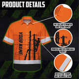 Hi Vis Hawaiian Shirt Reflective Tapes Orange Electrician Custom Name Safety