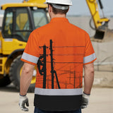 Hi Vis Hawaiian Shirt Reflective Tapes Orange Electrician Custom Name Safety