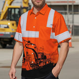 Hi Vis Hawaiian Shirt Reflective Tapes Orange Excavator Operator Custom Name