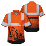 Hi Vis Hawaiian Shirt Reflective Tapes Orange Excavator Operator Custom Name