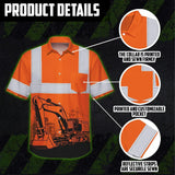 Hi Vis Hawaiian Shirt Reflective Tapes Orange Excavator Operator Custom Name