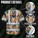 Hi Vis Hawaiian Shirt Reflective Tapes Orange Flowers Custom Name And Pet Image Safety Workwear For Workers, Truckers, Operators