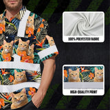 Hi Vis Hawaiian Shirt Reflective Tapes Orange Flowers Custom Name And Pet Image Safety Workwear For Workers, Truckers, Operators