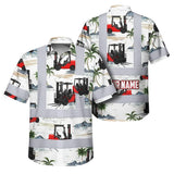 Hi Vis Hawaiian Shirt Reflective Tapes Orange Forklift  Custom Name Safety Workwear For Workers, Truckers, Operators