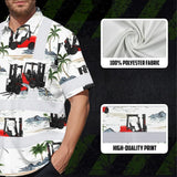 Hi Vis Hawaiian Shirt Reflective Tapes Orange Forklift  Custom Name Safety Workwear For Workers, Truckers, Operators