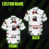 Hi Vis Hawaiian Shirt Reflective Tapes Orange Forklift  Custom Name Safety Workwear For Workers, Truckers, Operators