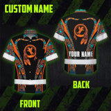 Hi Vis Hawaiian Shirt Reflective Tapes Orange Green Native Custom Name Safety Workwear For Workers, Truckers, Operators