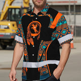 Hi Vis Hawaiian Shirt Reflective Tapes Orange Green Native Custom Name Safety Workwear For Workers, Truckers, Operators