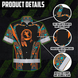 Hi Vis Hawaiian Shirt Reflective Tapes Orange Green Native Custom Name Safety Workwear For Workers, Truckers, Operators
