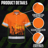 Hi Vis Hawaiian Shirt Reflective Tapes Orange Ironworker Custom Name Safety