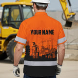 Hi Vis Hawaiian Shirt Reflective Tapes Orange Ironworker Custom Name Safety