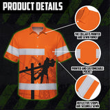 Hi Vis Hawaiian Shirt Reflective Tapes Orange Lineman Custom Name Safety Workwear