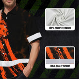 Hi Vis Hawaiian Shirt Reflective Tapes Orange Neon And Black US Flag Custom Name