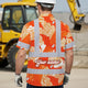 Orange Neon Flowers Bat Hi-Vis Hawaiian Shirt