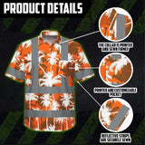 Hi Vis Hawaiian Shirt Reflective Tapes Orange Neon Flowers Custom Name Safety Workwear For Workers, Truckers, Operators