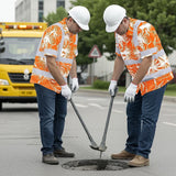 Hi Vis Hawaiian Shirt Reflective Tapes Orange Neon Flowers Custom Name Safety Workwear For Workers, Truckers, Operators