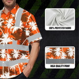 Hi Vis Hawaiian Shirt Reflective Tapes Orange Neon Flowers Custom Name Safety Workwear For Workers, Truckers, Operators