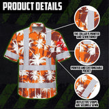 Hi Vis Hawaiian Shirt Reflective Tapes Orange Neon Flowers Custom Name Safety Workwear For Workers, Truckers, Operators
