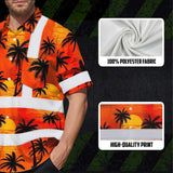 Hi Vis Hawaiian Shirt Reflective Tapes Orange Neon Flowers Custom Name Safety Workwear For Truckers, Operators