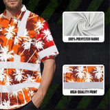 Hi Vis Hawaiian Shirt Reflective Tapes Orange Neon Flowers Custom Name Safety Workwear For Workers, Truckers, Operators