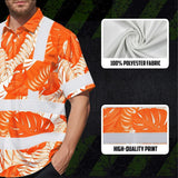 Hi Vis Hawaiian Shirt Reflective Tapes Orange Neon Flowers Custom Name Safety Workwear For Workers, Truckers, Operators