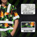 Hi Vis Hawaiian Shirt Reflective Tapes Orange Neon Green Flowers Custom Name Safety Workwear For Workers, Truckers, Operators