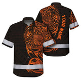 Hi Vis Hawaiian Shirt Reflective Tapes Orange Neon Hawaiian Polynesian Tribal Custom Name