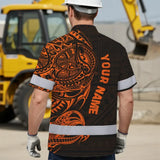 Hi Vis Hawaiian Shirt Reflective Tapes Orange Neon Hawaiian Polynesian Tribal Custom Name
