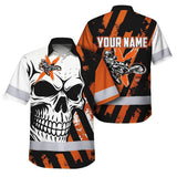 Hi Vis Hawaiian Shirt Reflective Tapes Orange Neon Motobike Custom Name Safety Workwear For Bikers, Workers, Truckers, Operators
