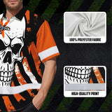 Hi Vis Hawaiian Shirt Reflective Tapes Orange Neon Motobike Custom Name Safety Workwear For Bikers, Workers, Truckers, Operators