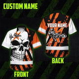 Hi Vis Hawaiian Shirt Reflective Tapes Orange Neon Motobike Custom Name Safety Workwear For Bikers, Workers, Truckers, Operators