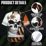 Hi Vis Hawaiian Shirt Reflective Tapes Orange Neon Motobike Custom Name Safety Workwear For Bikers, Workers, Truckers, Operators