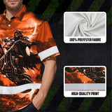 Hi Vis Hawaiian Shirt Reflective Tapes Orange Neon Motobike Skull Custom Name Safety Workwear For Workers, Truckers, Operators