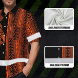 Hi Vis Hawaiian Shirt Reflective Tapes Orange Neon Polynesian Custom Name Safety Workwear For Workers, Truckers, Operators