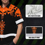 Hi Vis Hawaiian Shirt Reflective Tapes Orange Neon Skull Custom Name Safety Workwear For Workers, Truckers, Operators