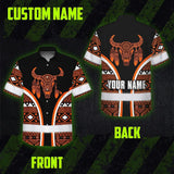 Hi Vis Hawaiian Shirt Reflective Tapes Orange Neon Skull Native Custom Name Safety Workwear For Workers, Truckers, Operators