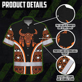 Hi Vis Hawaiian Shirt Reflective Tapes Orange Neon Skull Native Custom Name Safety Workwear For Workers, Truckers, Operators
