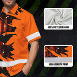 Hi Vis Hawaiian Shirt Reflective Tapes Orange Neon Skull US Flag Scratch Safety Workwear For Workers, Truckers, Operators