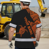 Hi Vis Hawaiian Shirt Reflective Tapes Orange Neon Turtle Hawaii Custom Name