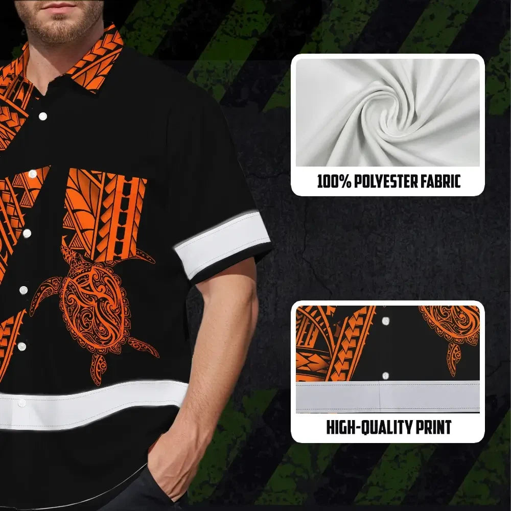 Hi Vis Hawaiian Shirt Reflective Tapes Orange Neon Turtle Hawaii Custom Name