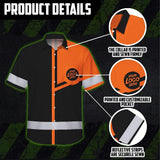 Hi Vis Hawaiian Shirt Reflective Tapes Orange Neon Uniform Custom Name And Logo
